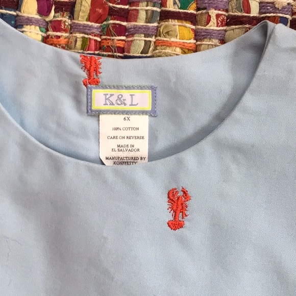 Blue Embroidered Nantucket Lobster Dress, size 6x - Picture 2 of 3